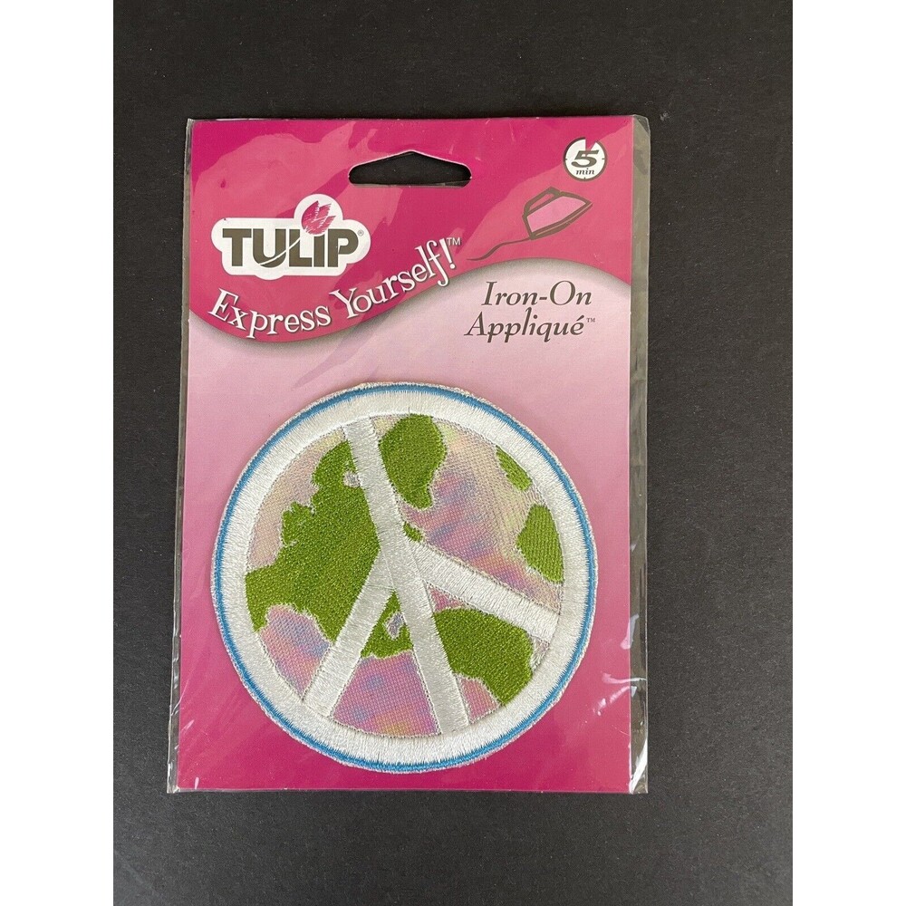 World Peace Sign Planet Earth 3” Embroidered Iron On Patch By Tulip NEW